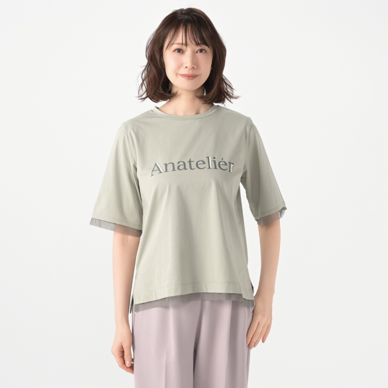 anatelier ロゴプリントプルオーバー