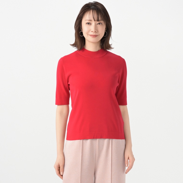 Anne Coquine コアスパンヤーンニット半袖プルオーバー