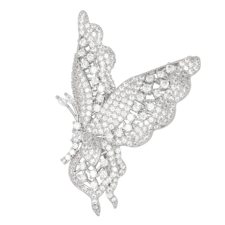 JinkaNezu キュービックジルコニア レーシーバタフライ ブローチ