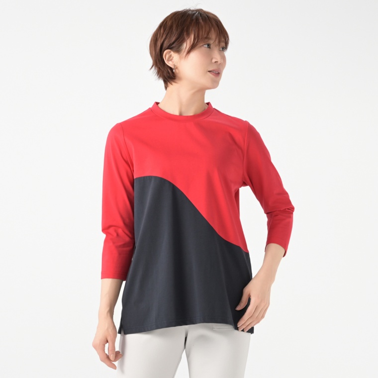 day to day シルケット素材の切替配色プルオーバー