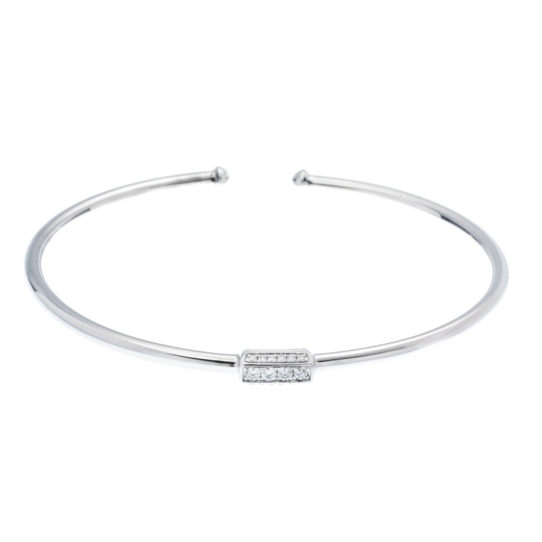 カナディアンダイヤ 18KWG イージーバングル 計0.2ctUP