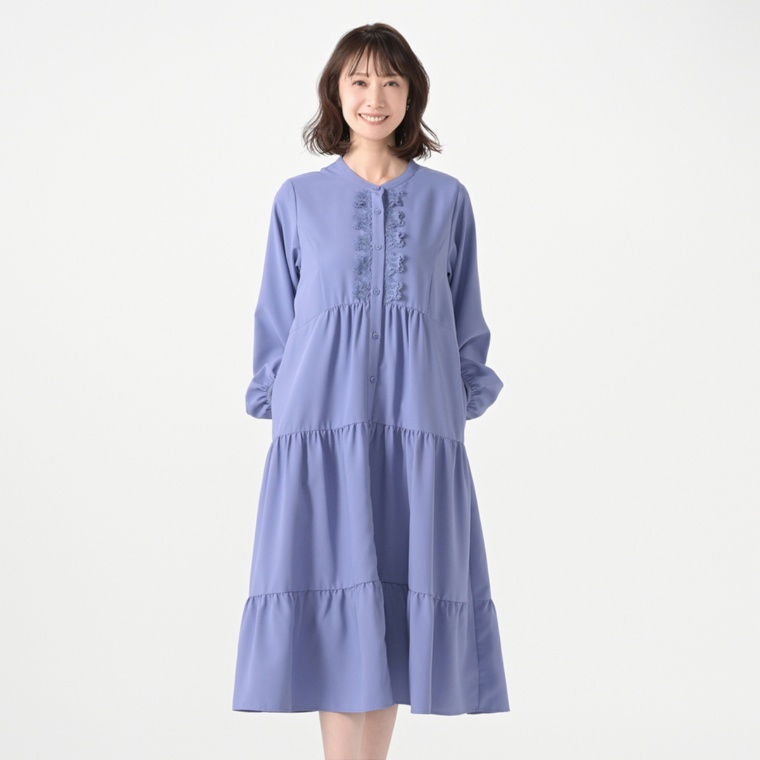 &LOVE HAPPYバタフライレースのティアードワンピース