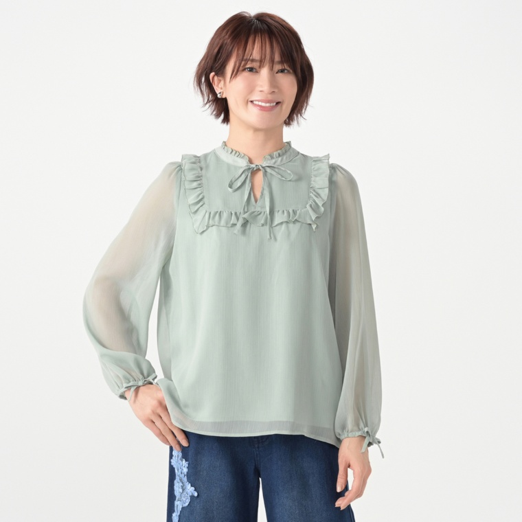 &LOVE 上品フェミニンなふりるリボンブラウス