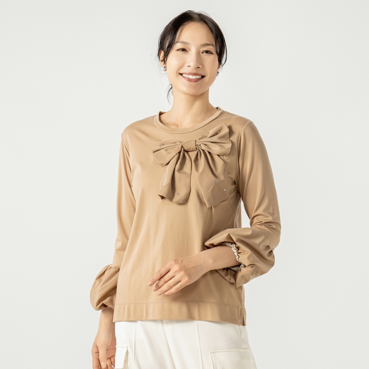 &LOVE 手元までエレガントなキラキラ リボンプルオーバー