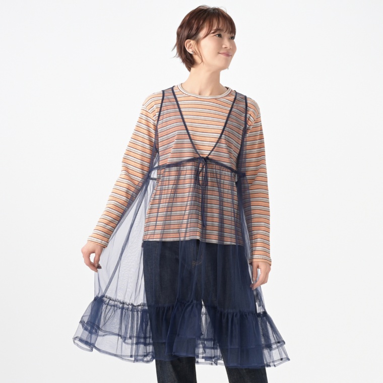 PERSONS シースルーロングジレ