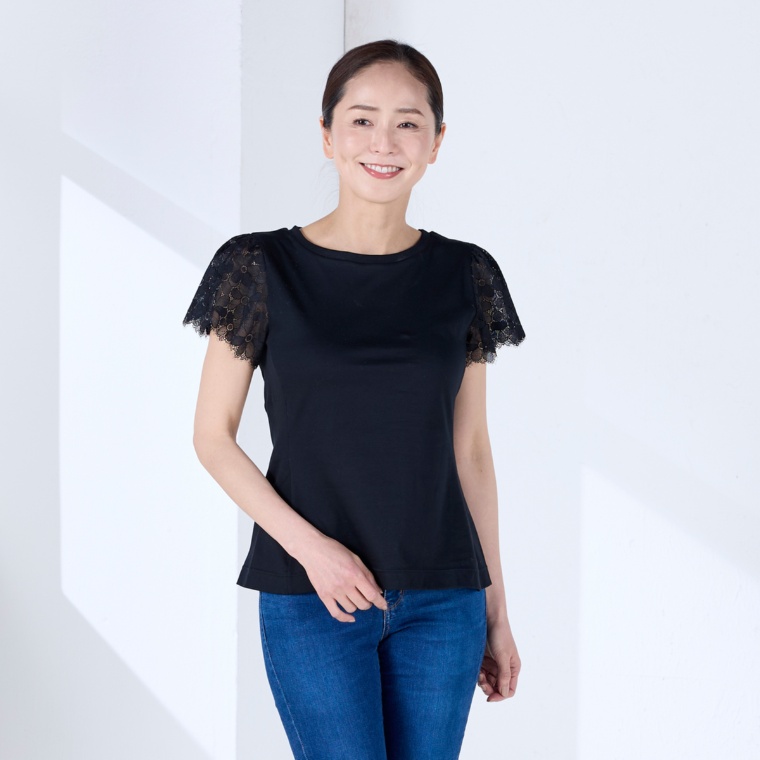 Stylemaker 袖レース着やせシルエットTシャツ