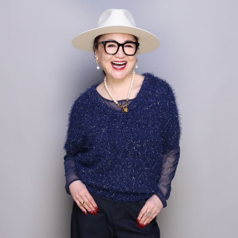 Anne Coquine キラキラフィルムヤーンニット半袖プルオーバー