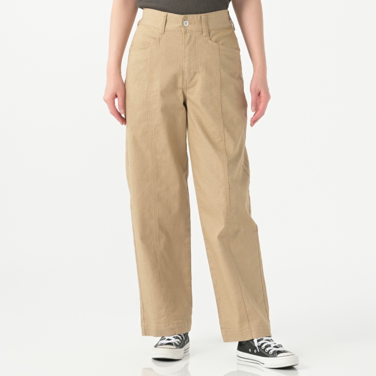 KiKKi センターラインステッチストレッチワイドデニムパンツ