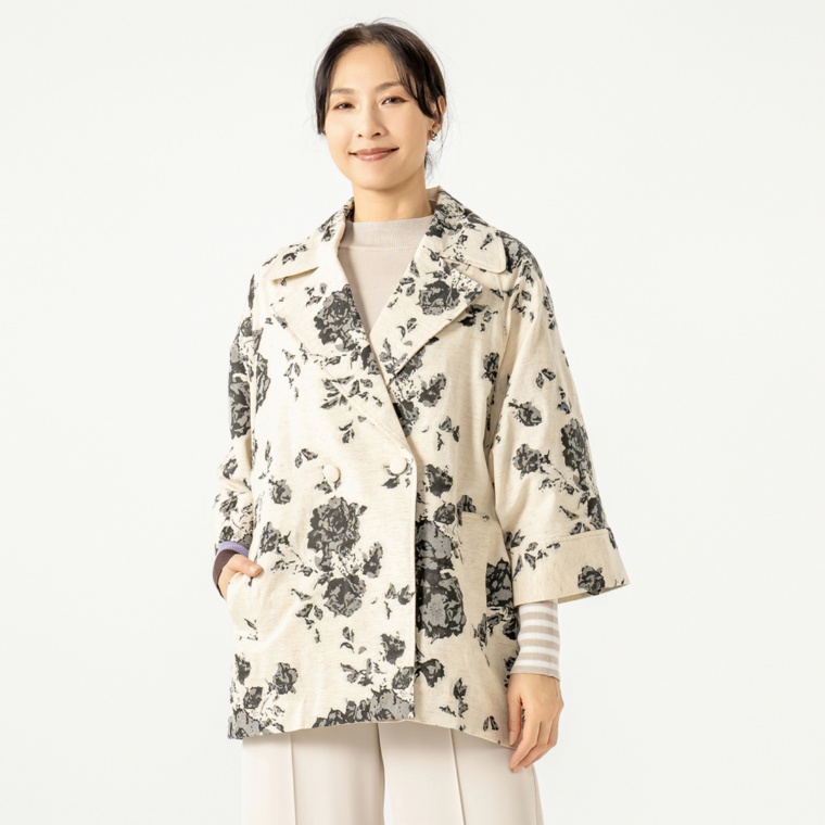 MORNMAGIE クチュール感溢れるジャガードハーフコート