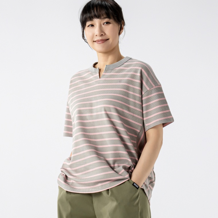 UNILOA3C 変わり編みボーダープルオーバー