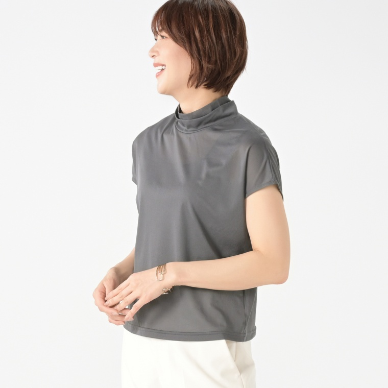 リアール ダブルカラーフレンチスリーブチュールプルオーバー