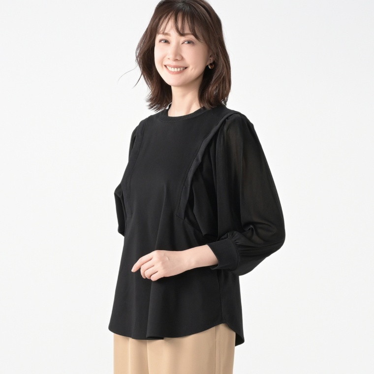 リアール 異素材MIX袖コンシャスプルオーバー