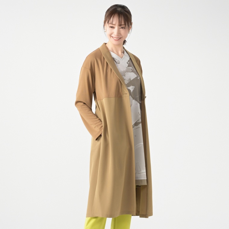 BOUTIQUE JUNKO 異素材切替ロングカーディガン