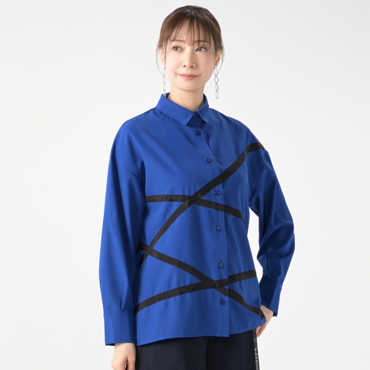 BOUTIQUE JUNKO オーガンジークロステープラインシャツ