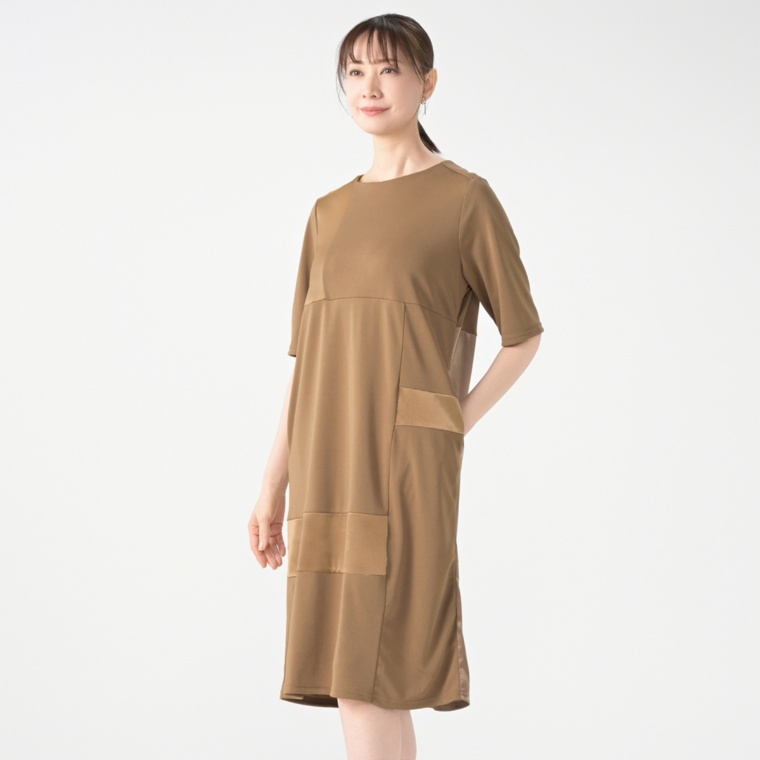 BOUTIQUE JUNKO 異素材コントラストワンピース