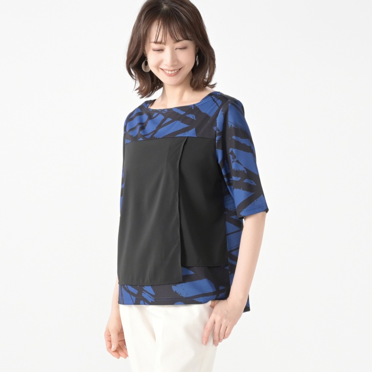 BOUTIQUE JUNKO プリントレイヤードデザインプルオーバー