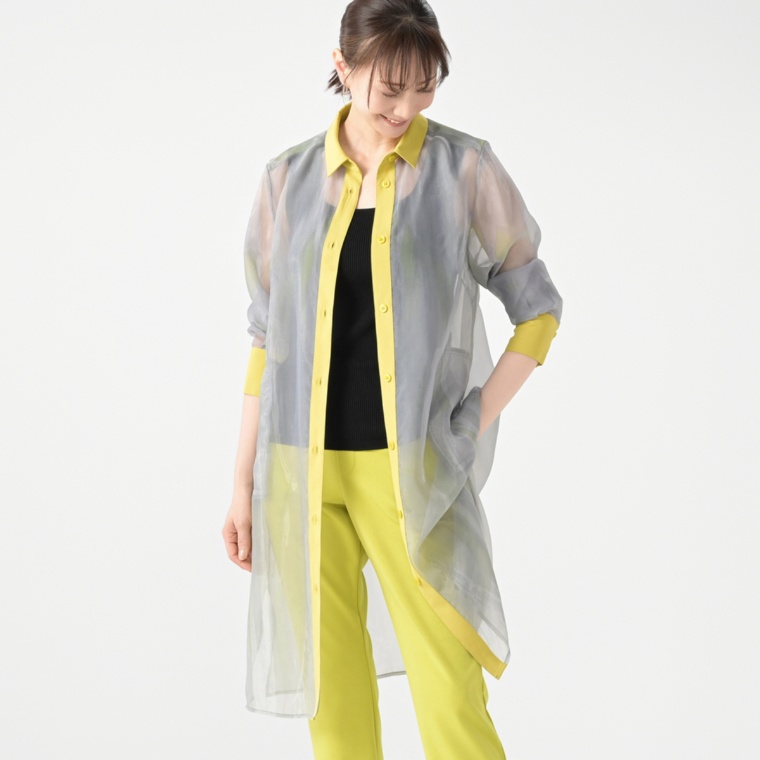 BOUTIQUE JUNKO プリントロングシアーシャツブラウス