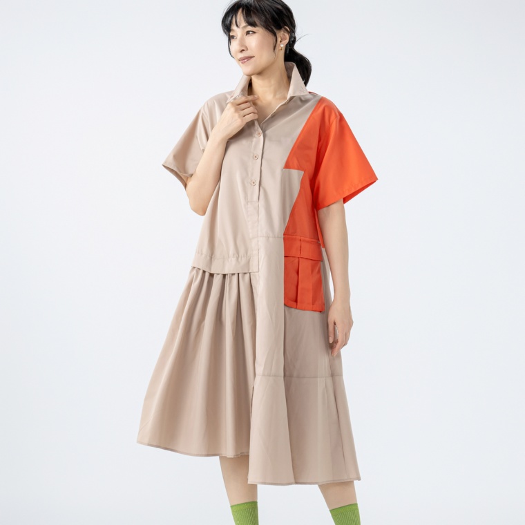 SUPERLADY イナズマ切替アシンメトリーデザインワンピース