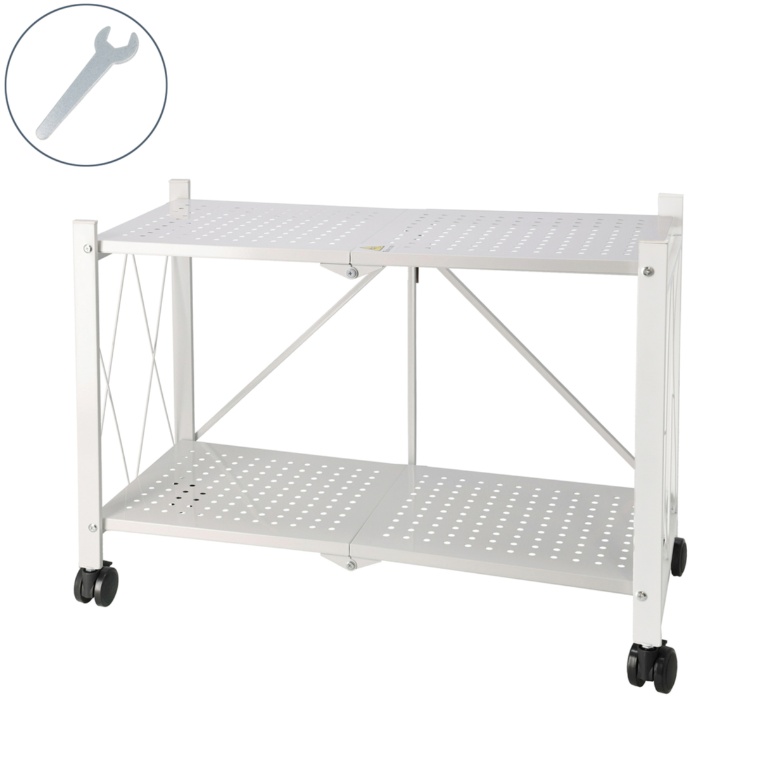 折り畳める収納ラック 幅72cm 2段タイプ キャスター付