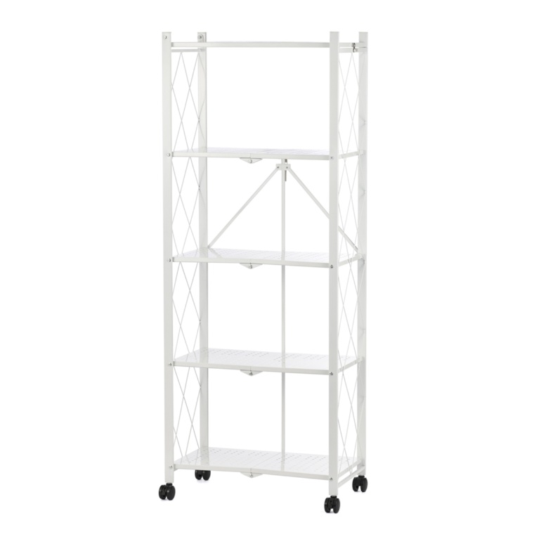 折り畳める収納ラック 幅62cm 5段タイプ キャスター付