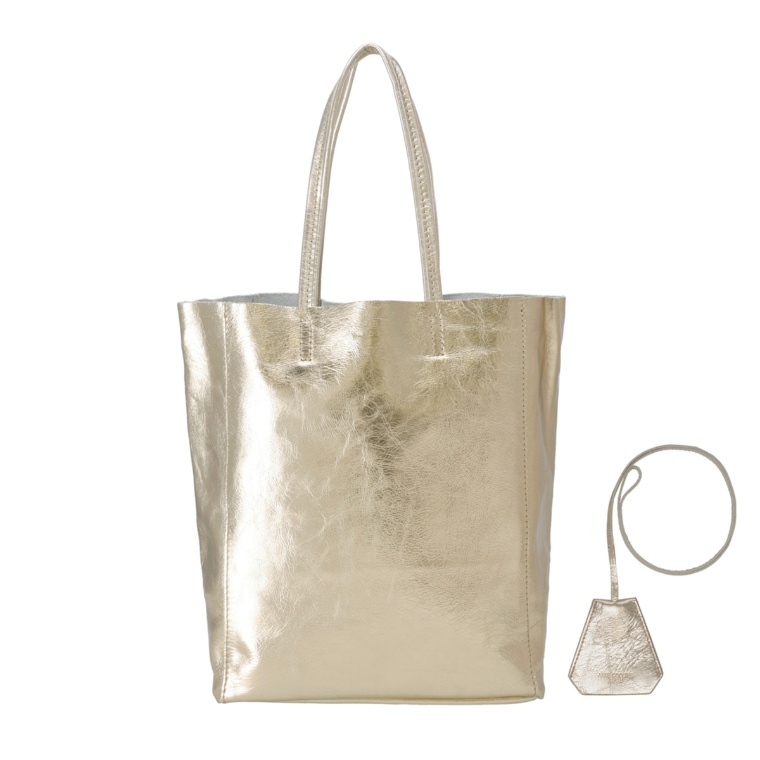 Anne Coquine キーチャーム付きカーフレザートートバッグ/M