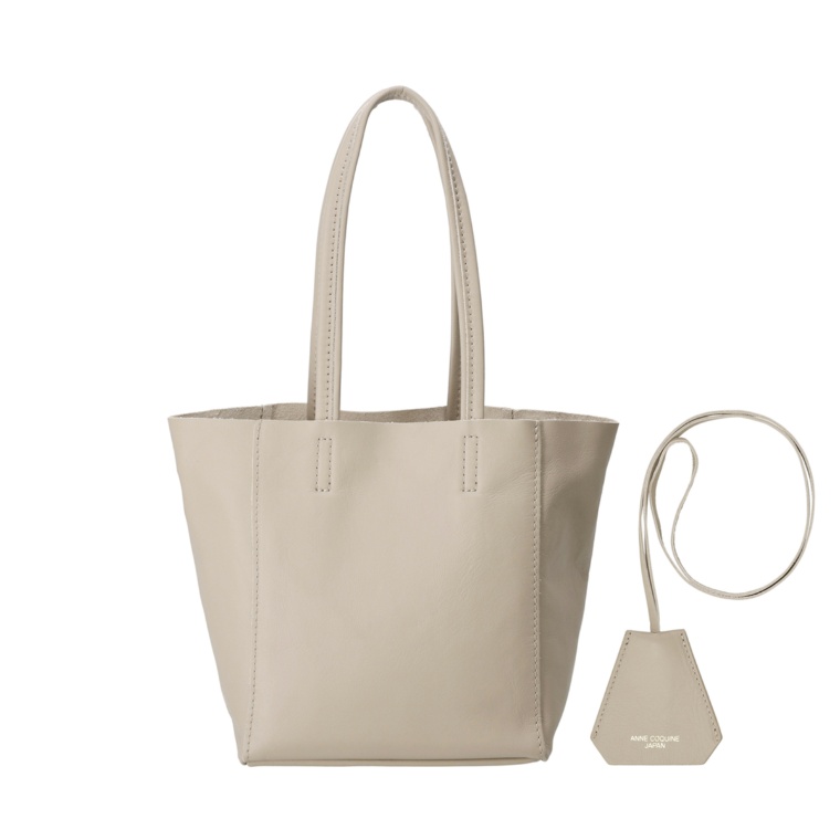Anne Coquine キーチャーム付きカーフレザートートバッグ/S