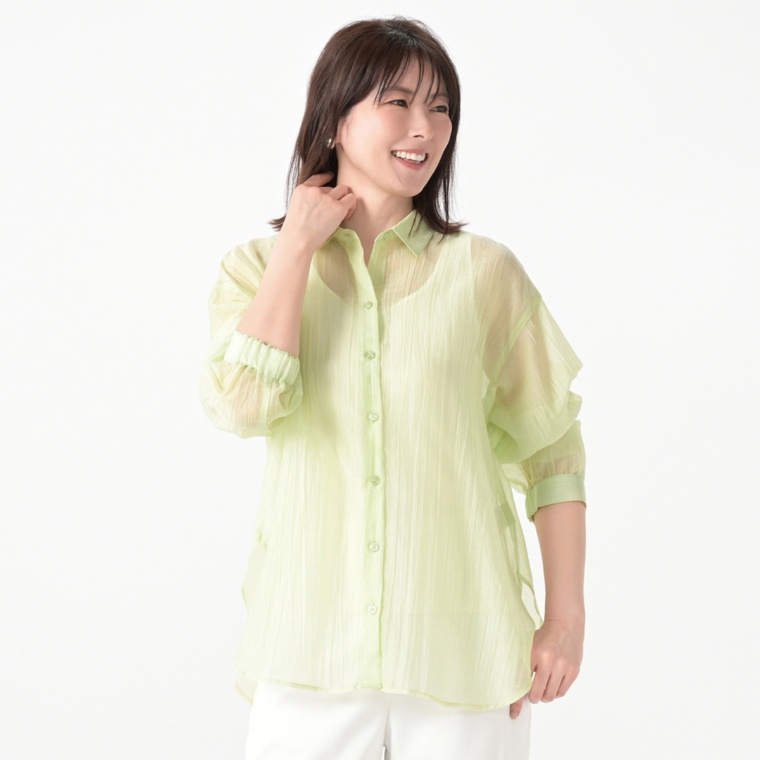 CARRIERE 着映えカラーで楽しむシアーシャツ