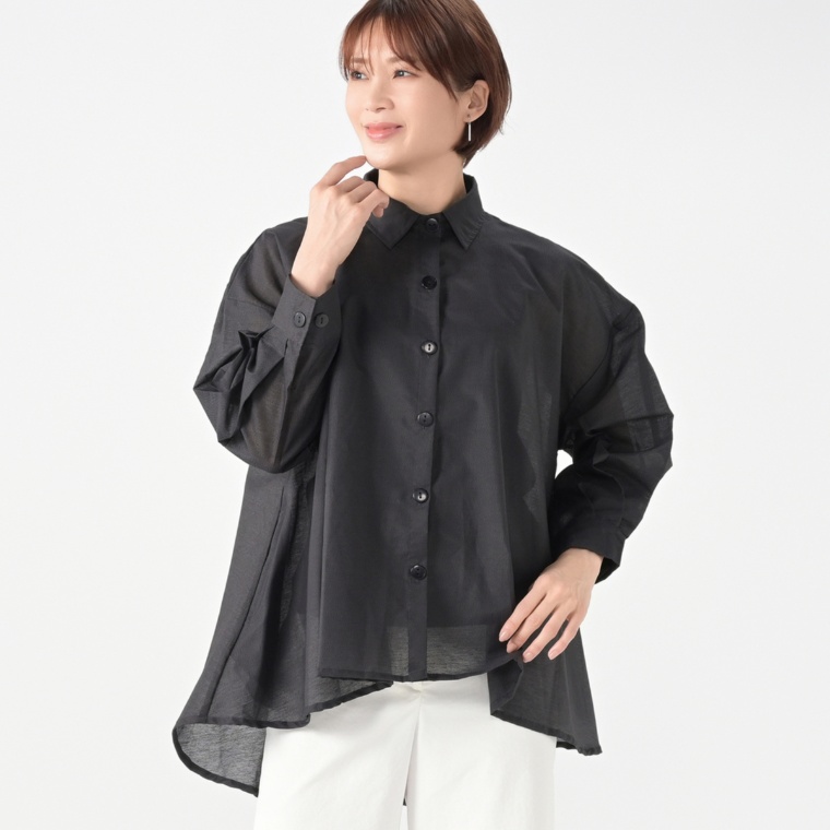 myM オーガンジーワイドシャツ
