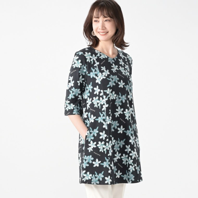 キャシーマム プルオーバーカットソー プルメリア Vネック