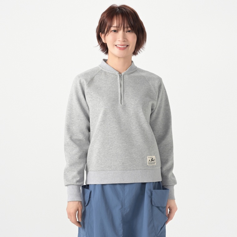 Carney リブ襟付きハーフジッププルオーバー