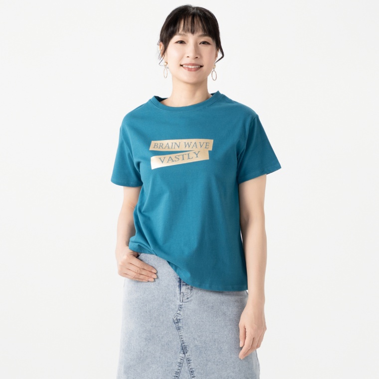 Coeur sucre クールな箔プリントTシャツ