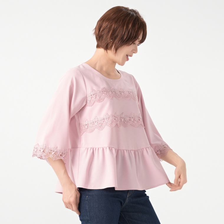 &LOVE リッチレースのエレガントフレアプルオーバー