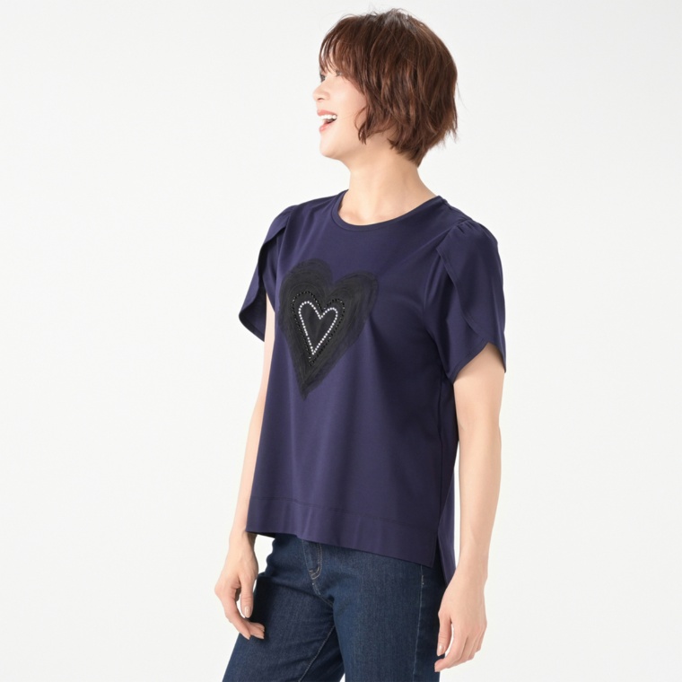 &LOVE キラキラハートチュールTシャツ ネット限定