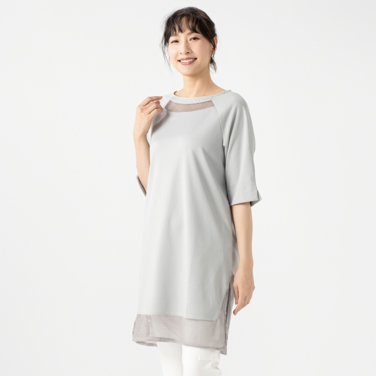 day to day デコルテメッシュ使いデザインチュニック