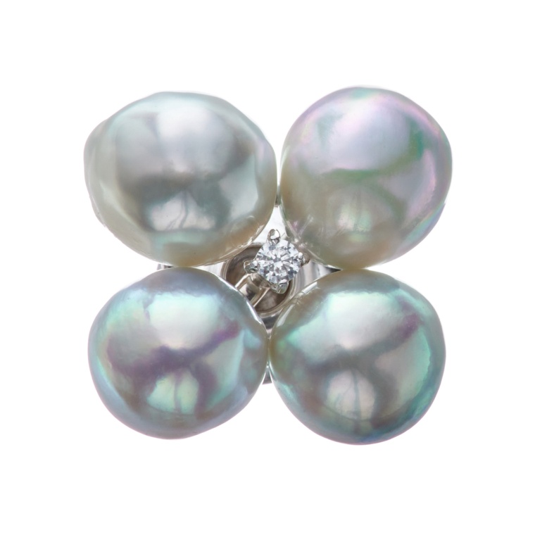 IRIS bis by イリスパイラ SV 和真珠ブローチ ブルーム