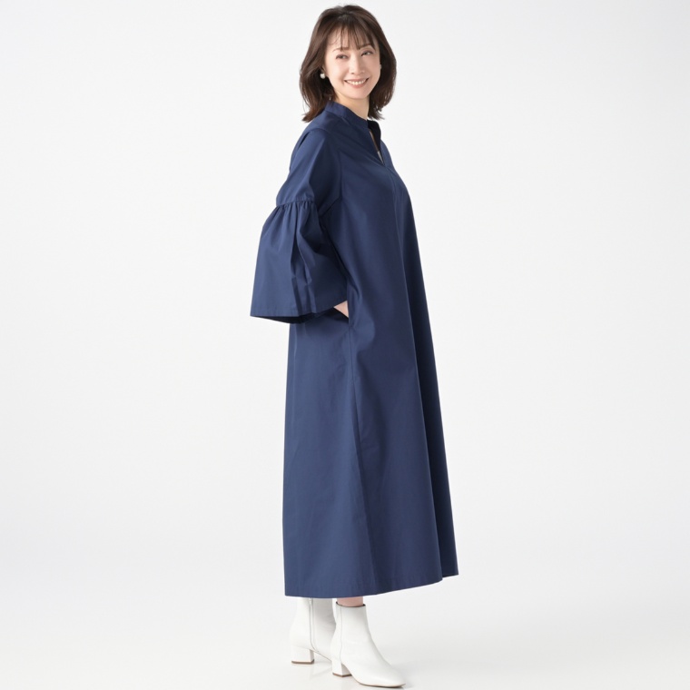 YukaKoshino ベルスリーブのシャツワンピース