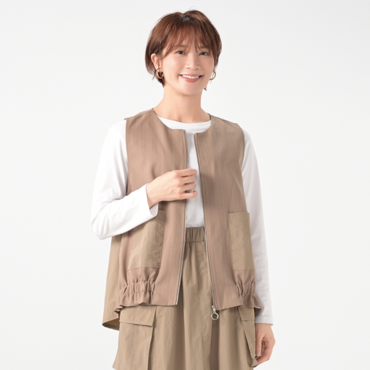 HELA パッチポケットジップアップジレ