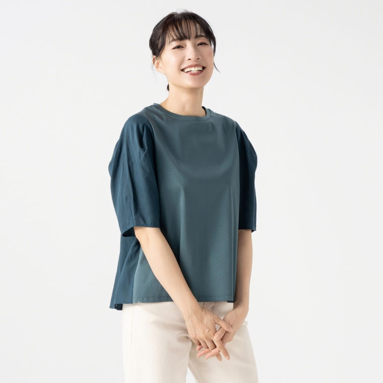 H.HOLIDAY シルケットスムース異素材コンビプルオーバー