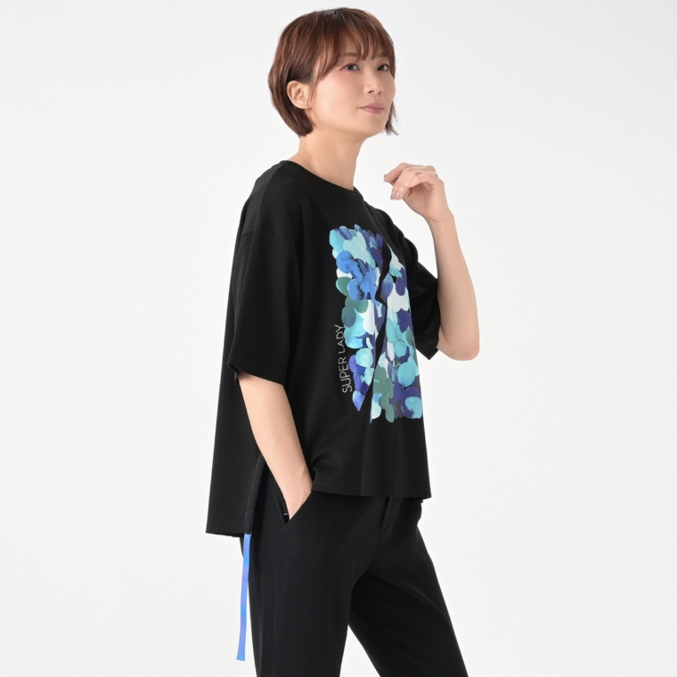 SUPERLADY ドットアートプリントカットソープルオーバー
