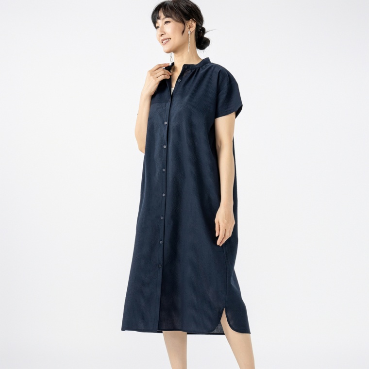 Provador 撥水 コットン混サッカーシャツワンピース