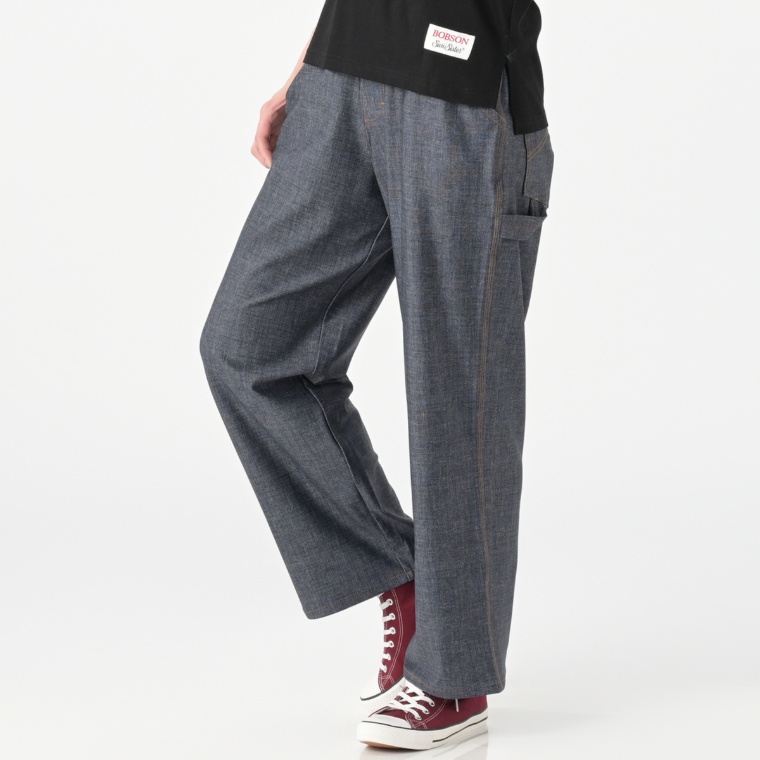 BOBSON SunSisterストレッチニットデニム調ペインターパンツ