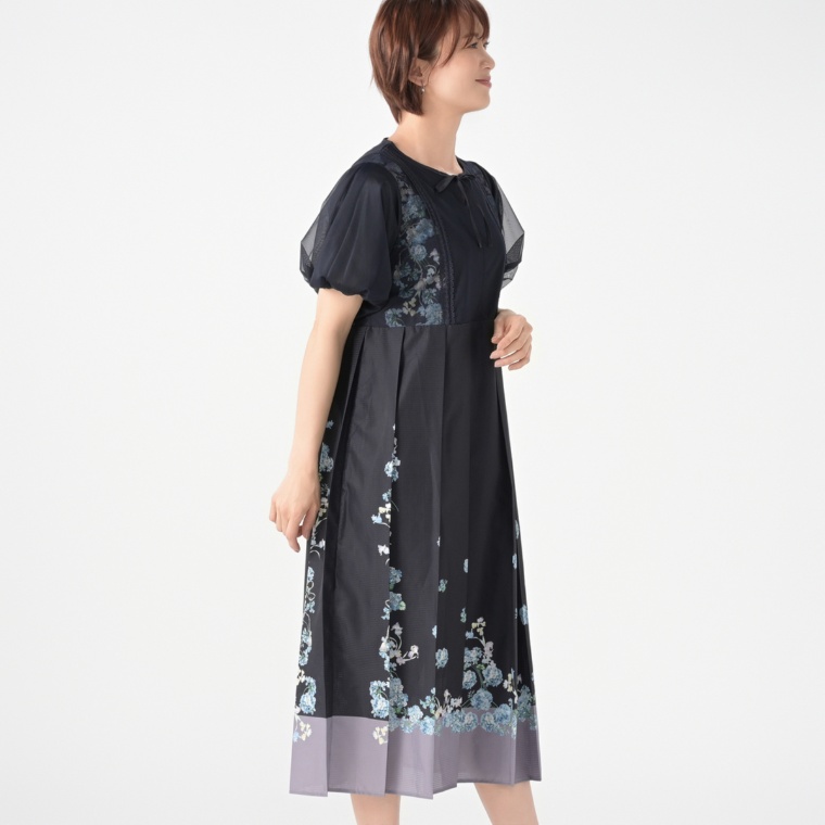 anatelier パネルプリント プリーツワンピース