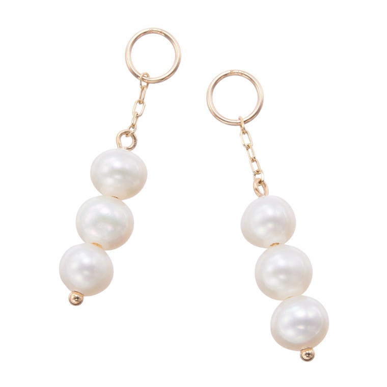 10K 3連淡水パール ピアリングチャーム