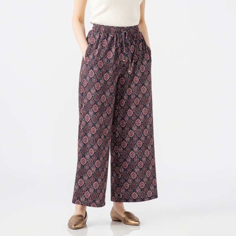 MAHARA MODERN エスニックプリント セミワイドイージーパンツ