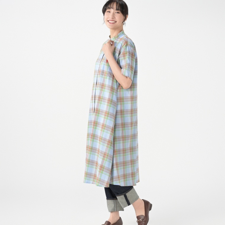 McGREGOR CLASSIC マドラスチェックバンドカラーシャツOP