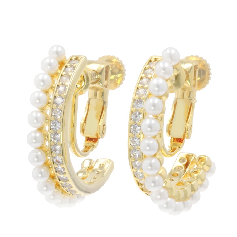 JinkaNezu CZ ビジューパール イヤリング/ピアス