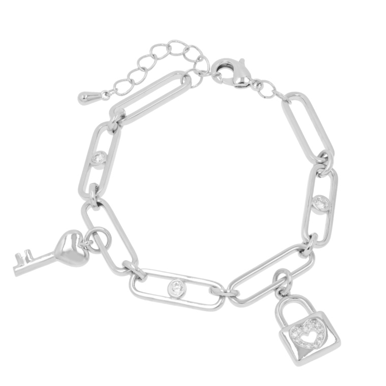 JinkaNezu CZ キーチャーム チェーンブレスレット