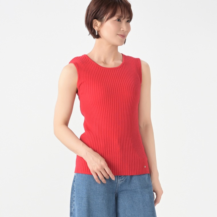 calma エニタイム使える リブニットタンクトップ