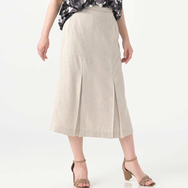 calma サラリ麻見え タックタイトスカート