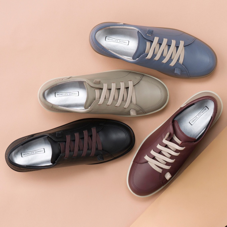 アキレス・ソルボはっ水4E牛革ゴム紐スリッポン